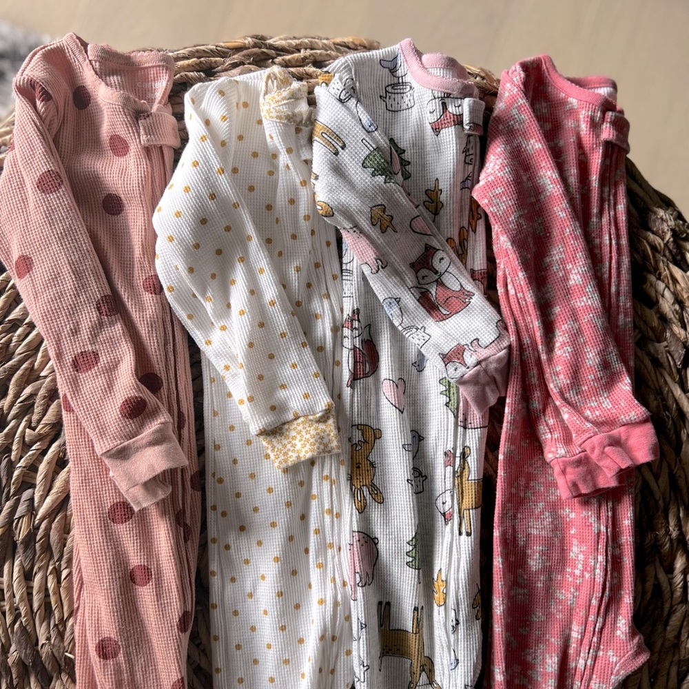 4 pack footed jammies
